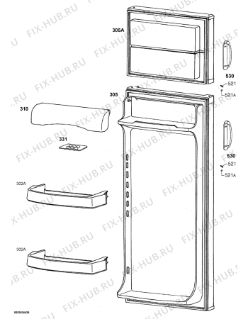 Взрыв-схема холодильника Aeg Electrolux S60200DT18 - Схема узла Door 003